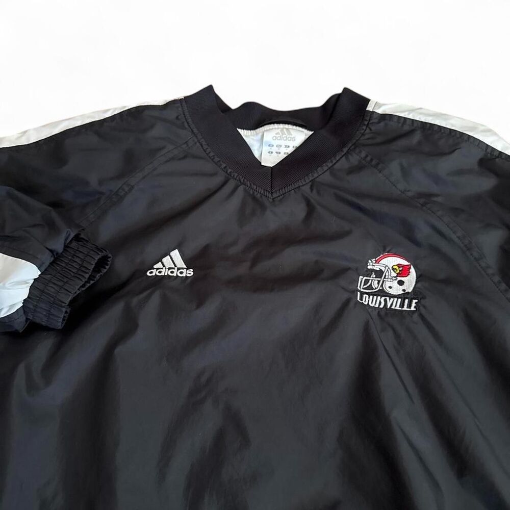 Adidas Louisville Cardinals Football Black Windbreaker Jacket Men's M - VTG Y2K